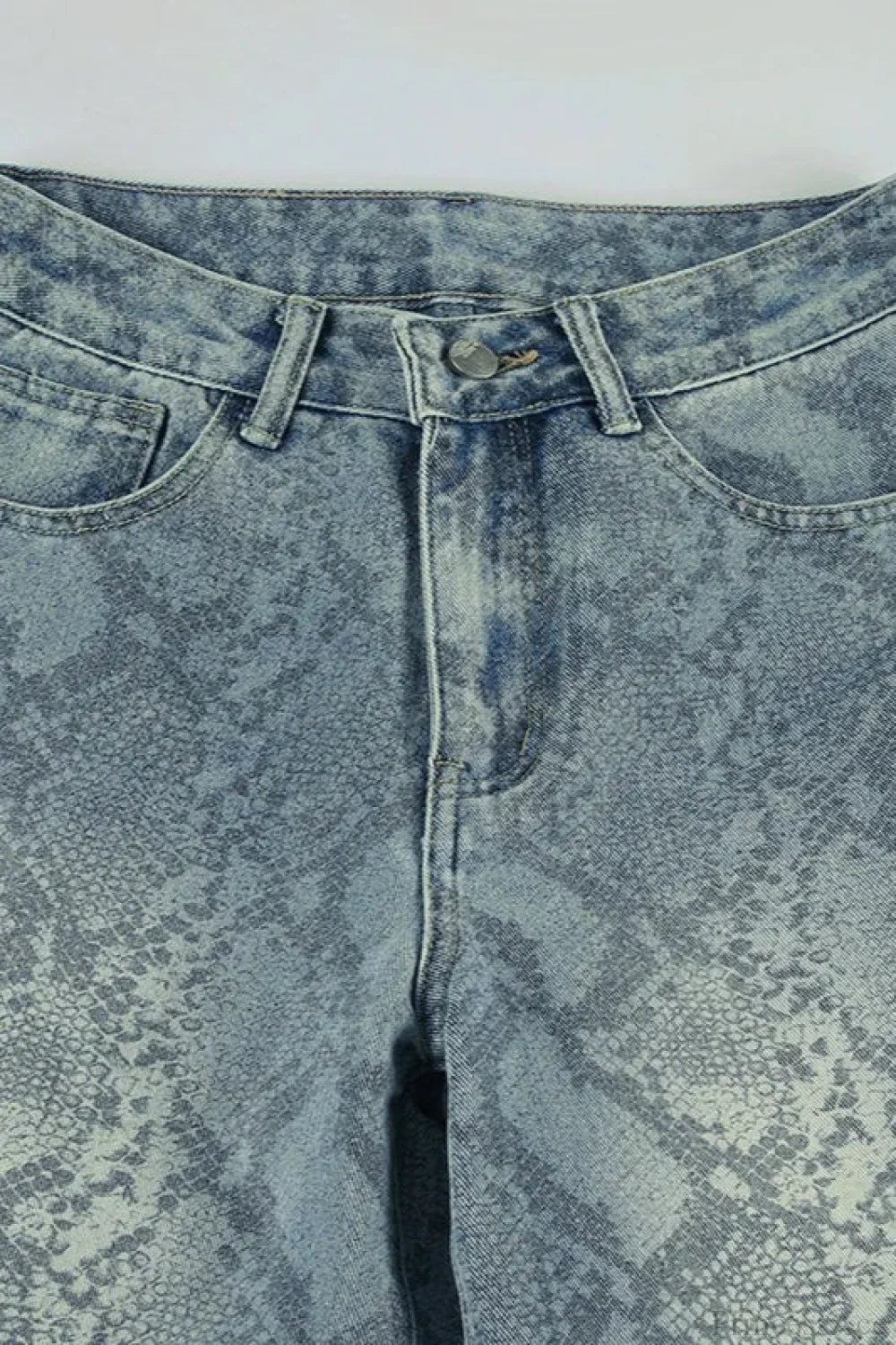 Serpentine Print Low Waist Straight Leg Jeans