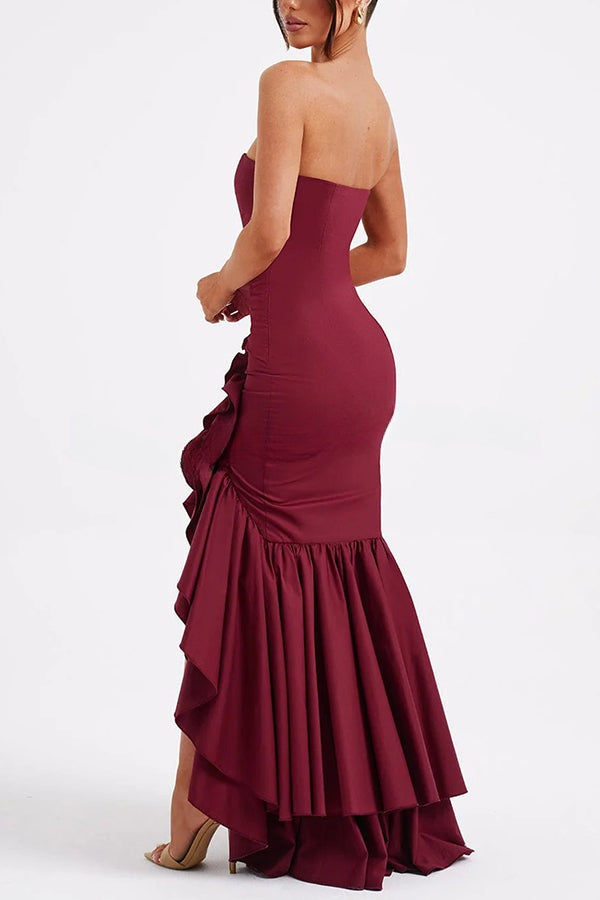Sexy Off-shoulder Slim Fit Irregular Hem Maxi Dress