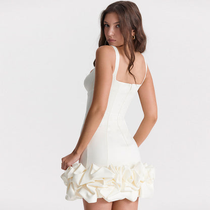 Ruffle Hem Square Neck Sleeveless Bodycon Mini Dress 2