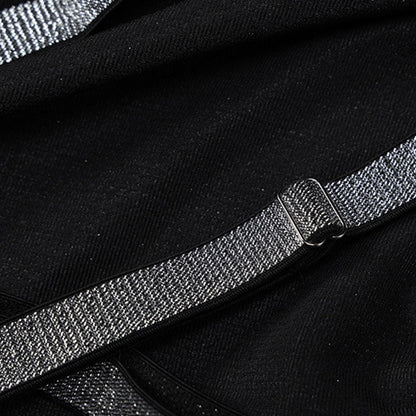 Black Halter Backless Crisscross Trim Bodycon Maxi Dress