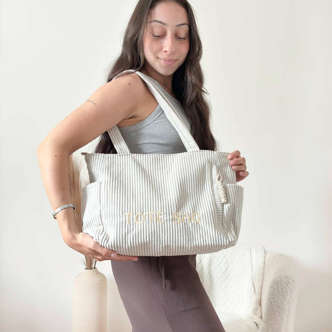 Mia Corduroy Tote Bag