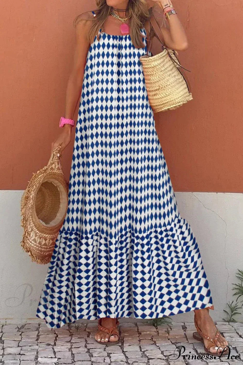 Sleeveless Print Summer Spaghetti Strap Boho Dress