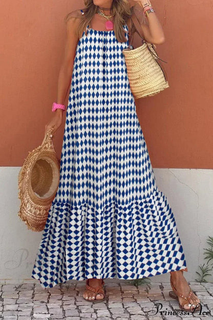 Sleeveless Print Summer Spaghetti Strap Boho Dress