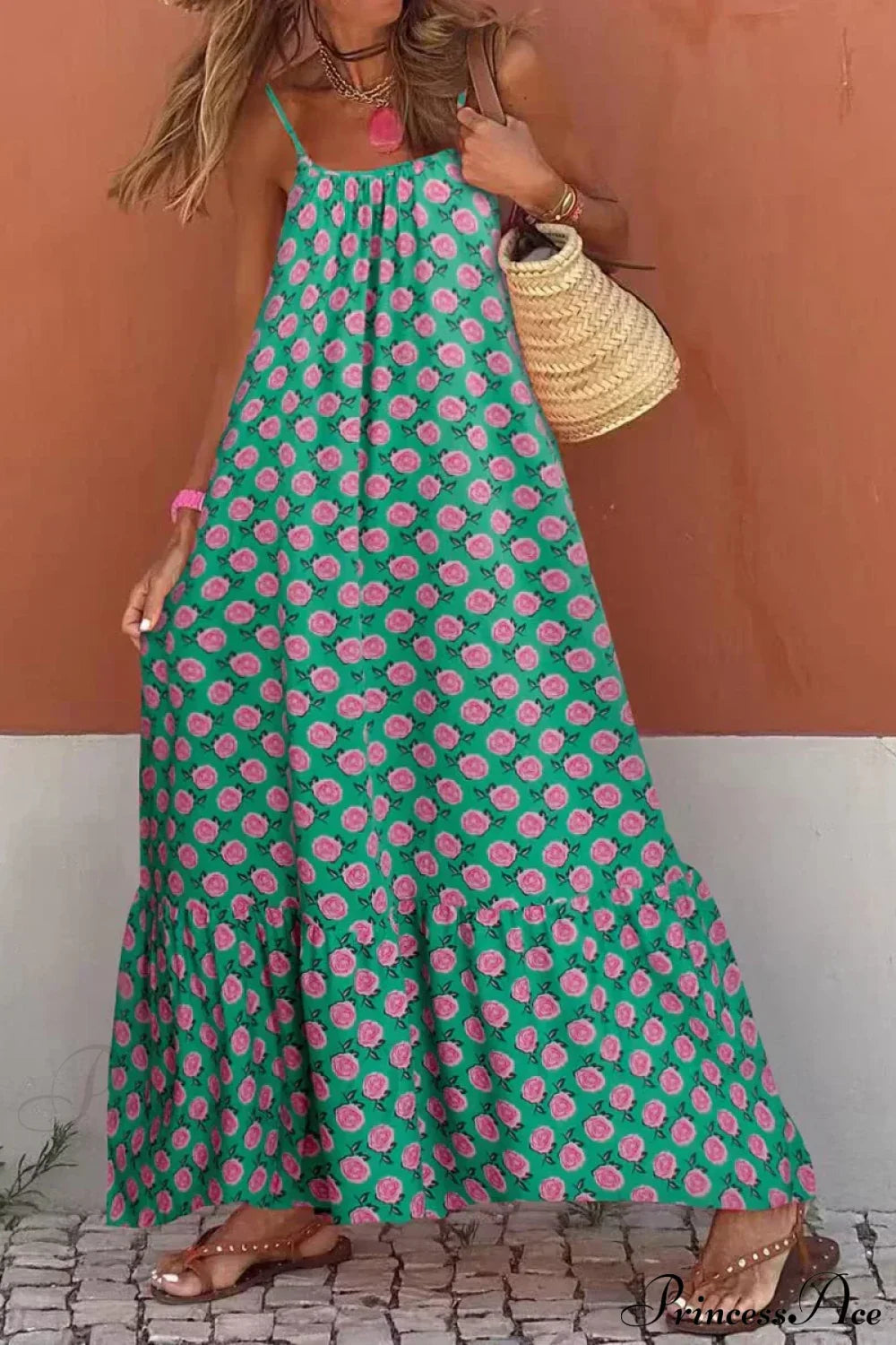 Sleeveless Print Summer Spaghetti Strap Boho Dress