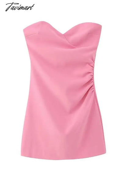 Sleeveless Solid Pleated Strapless Dress Skinny Backless Off Shoulder Dresses For Women Summer Fashion Party Banquet Vestidos