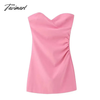 Sleeveless Solid Pleated Strapless Dress Skinny Backless Off Shoulder Dresses For Women Summer Fashion Party Banquet Vestidos