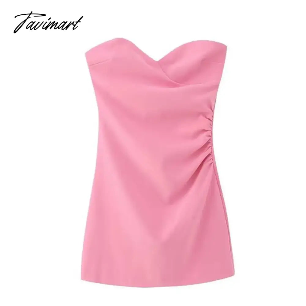Sleeveless Solid Pleated Strapless Dress Skinny Backless Off Shoulder Dresses For Women Summer Fashion Party Banquet Vestidos