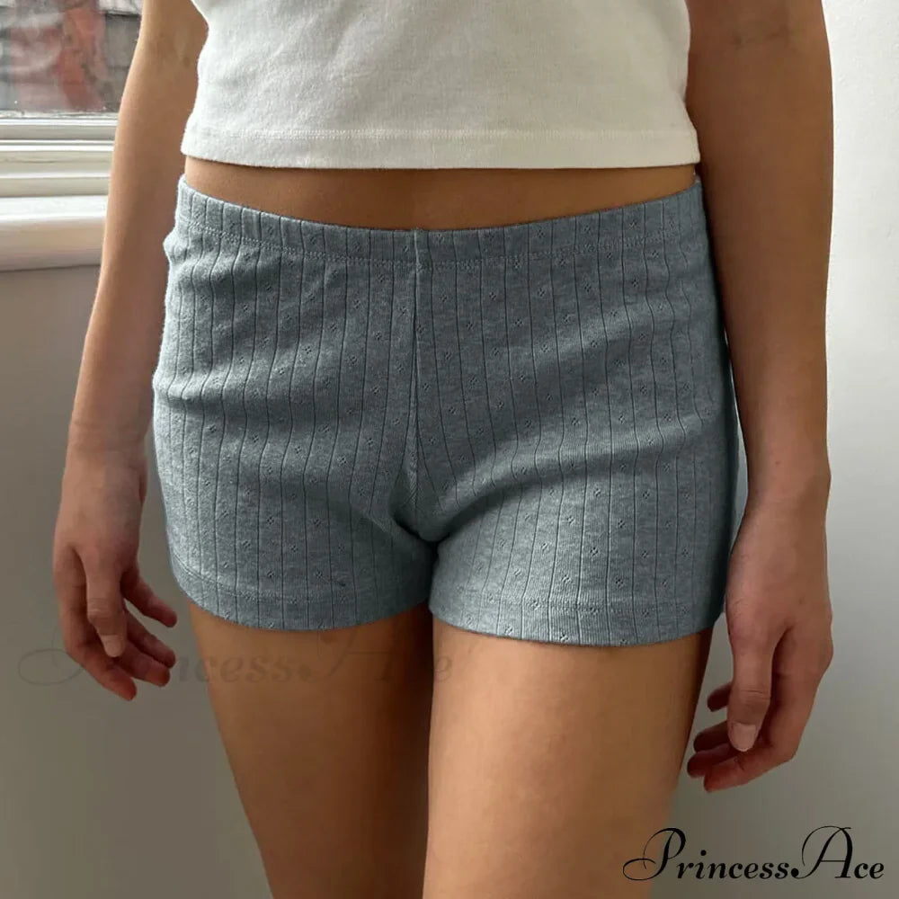 Slim Fit Retro Kawaii Solid Front Button Down Elastic Waist Pajamas Short
