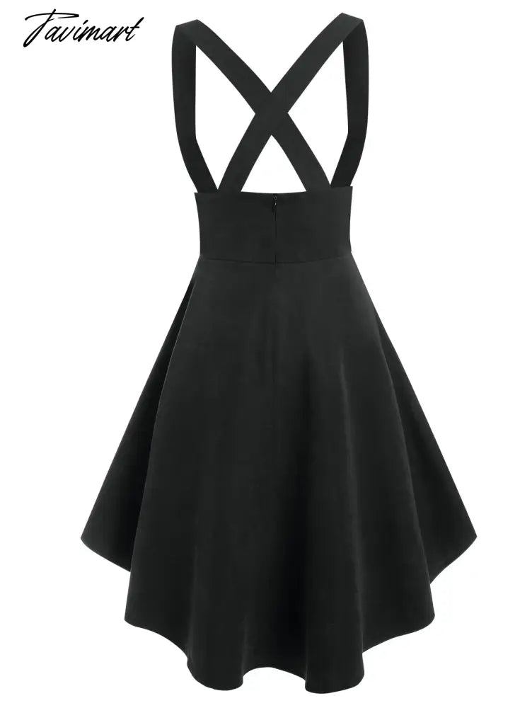 Solid Color High Waist Mock Button Crossover High-low Suspender Skirt Y2K Girls Dance Mini KOL Faldas For Student Spring Autumn