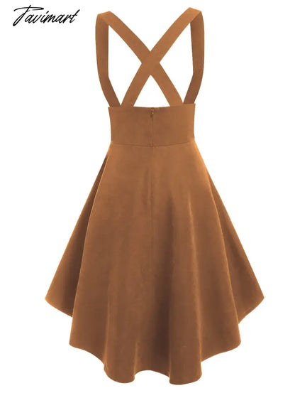 Solid Color High Waist Mock Button Crossover High-low Suspender Skirt Y2K Girls Dance Mini KOL Faldas For Student Spring Autumn