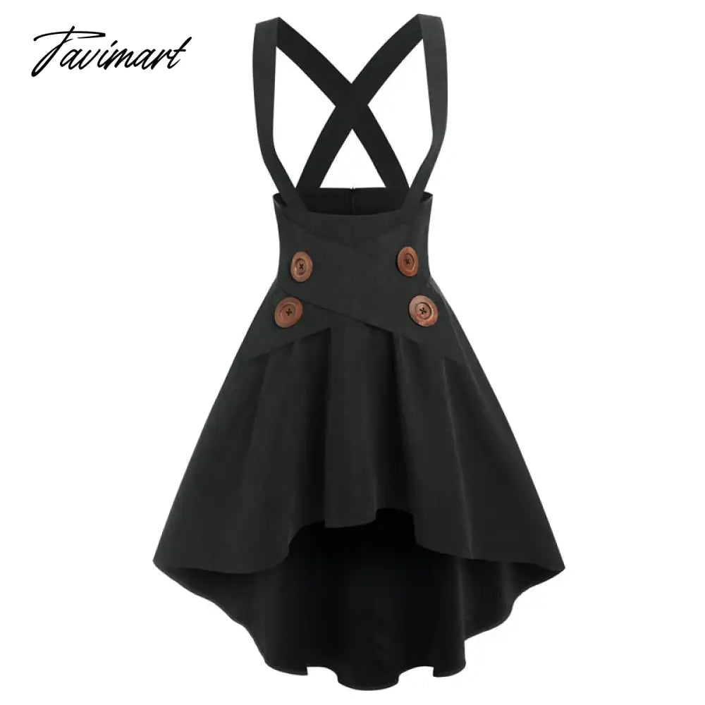 Solid Color High Waist Mock Button Crossover High-low Suspender Skirt Y2K Girls Dance Mini KOL Faldas For Student Spring Autumn