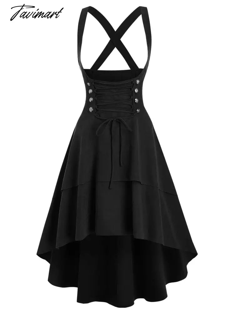 Solid Color High Waist Mock Button Crossover High-low Suspender Skirt Y2K Girls Dance Mini KOL Faldas For Student Spring Autumn