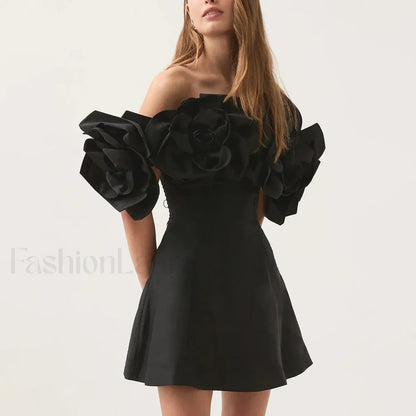Spliced Flower Halter Mini Dress