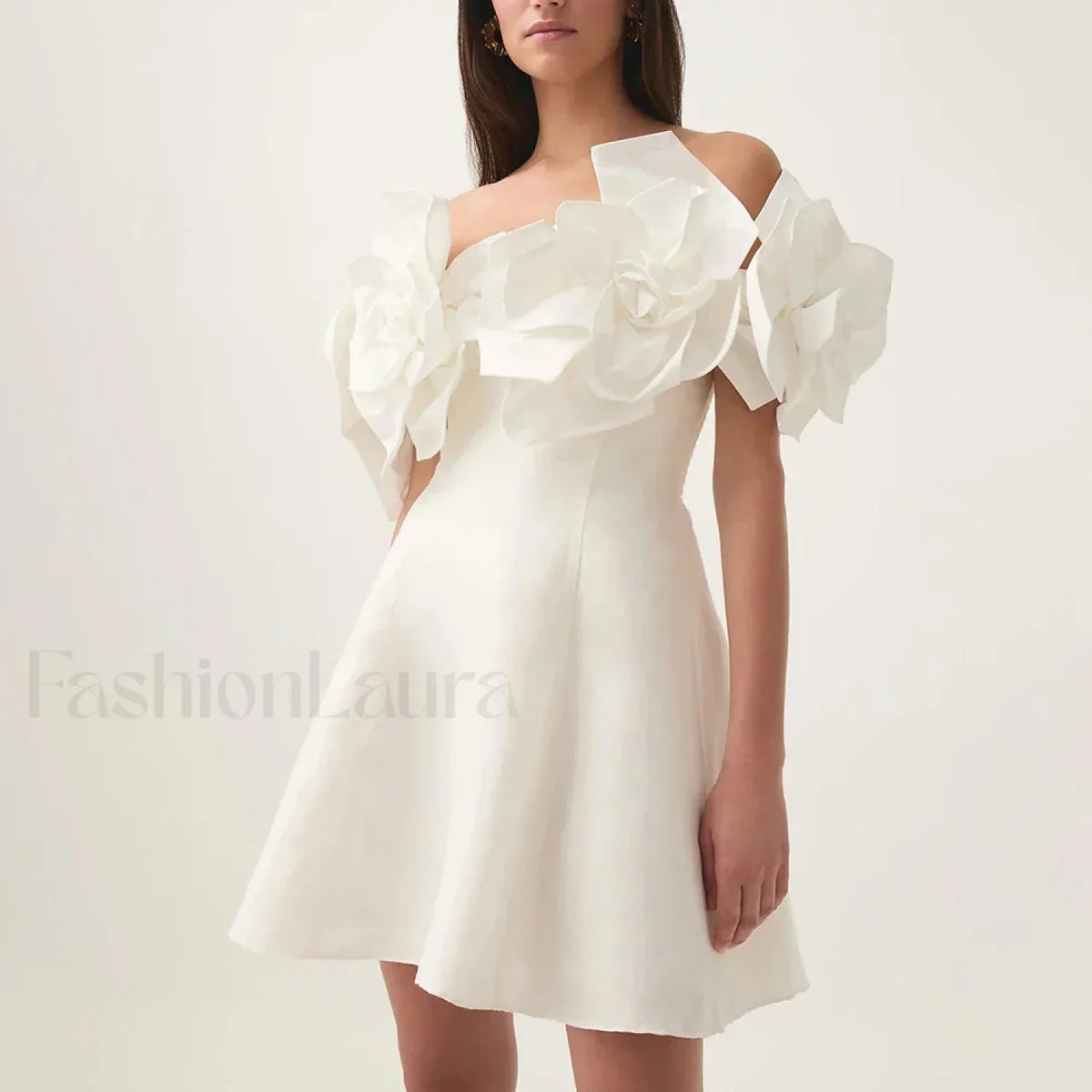 Spliced Flower Halter Mini Dress