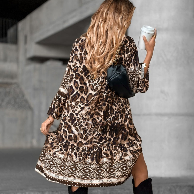Elegant V-Neck Printed Dress