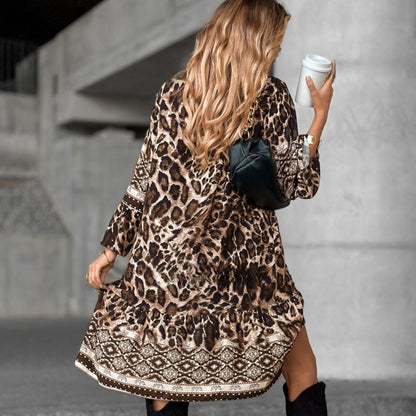 Elegant V-Neck Printed Dress