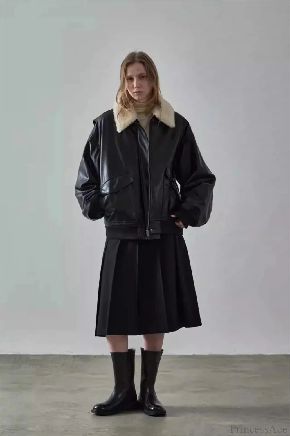 Spring Oversized Faux Leather Coat