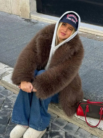 Stand Collar Fluffy Winter Coat