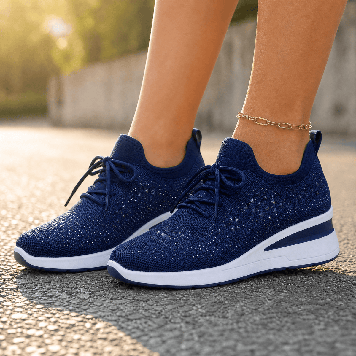 Women’s Rhinestone Wedge Sneakers