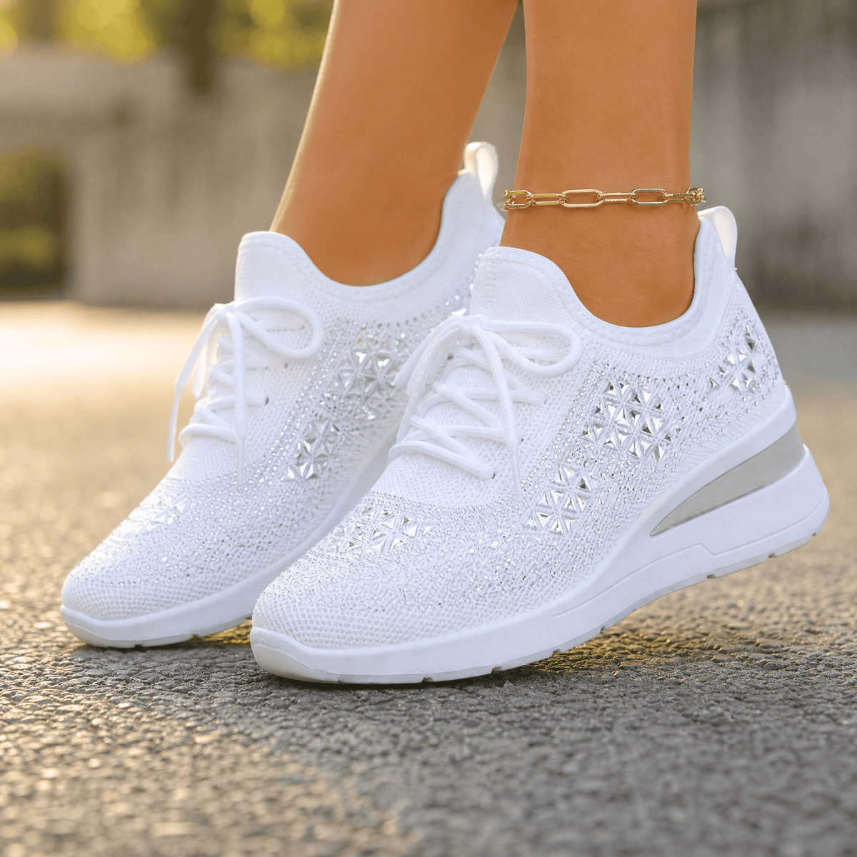 Women’s Rhinestone Wedge Sneakers
