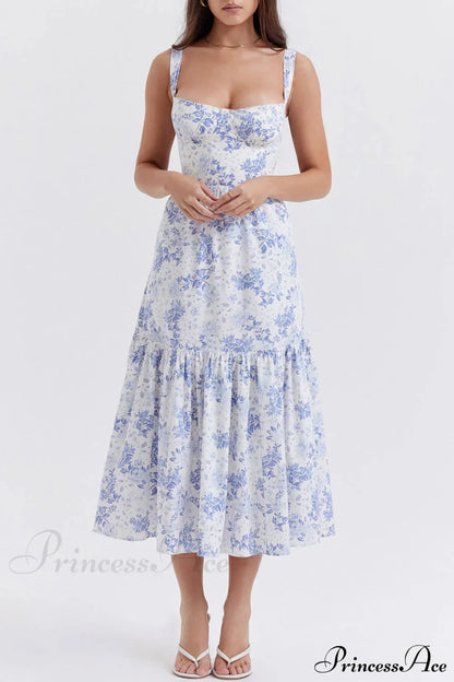 Strap A-Hem Stylish Floral Midi Dress