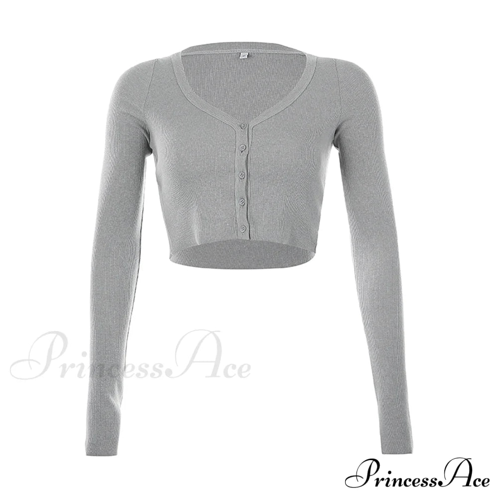 Stretchy Long Sleeve Crop Tops Cardigan
