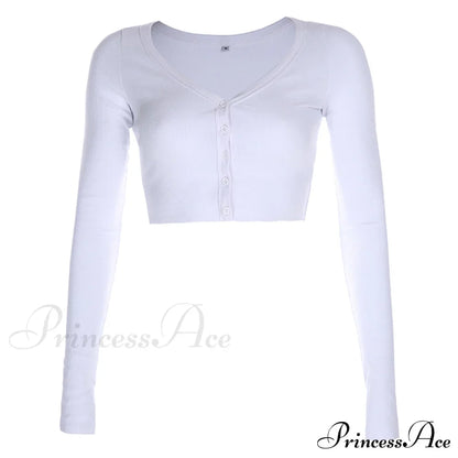 Stretchy Long Sleeve Crop Tops Cardigan