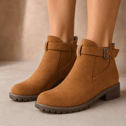 Women's Suede-Look Buckle Ankle Booties