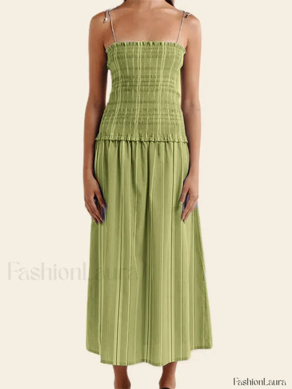 Striped Spaghetti Patchwork Maxi Dress