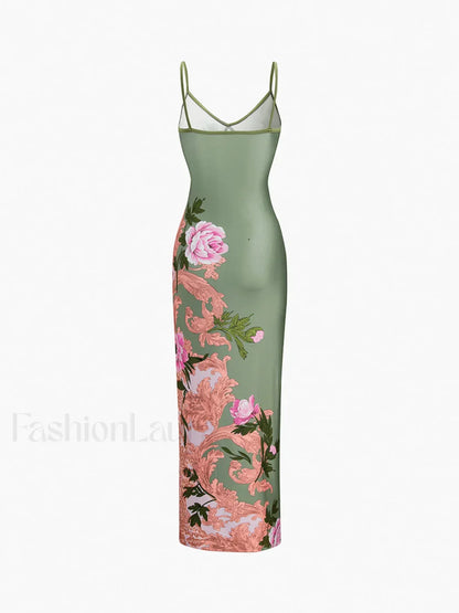 Green Floral Long Dress