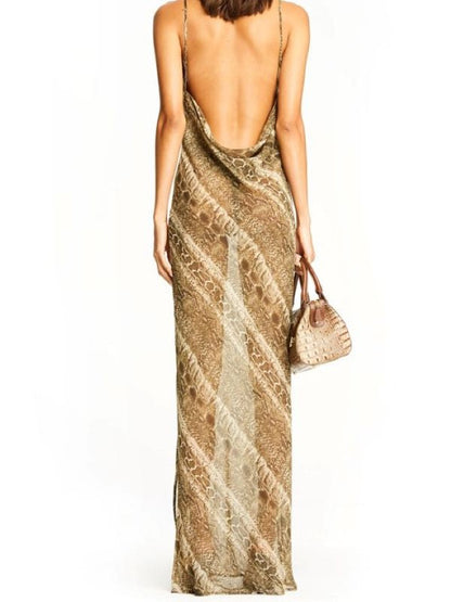 Strap Chiffon Split Dress