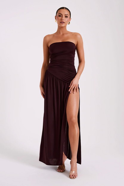 Strapless Folded Bandage Column Maxi Dress