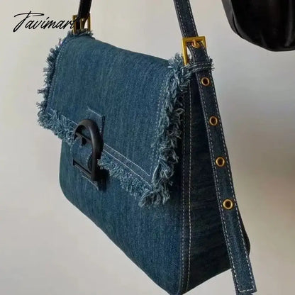 2024 New Denim Blue Crossbody Bags Simple Solid Canvas Shoulder Bags for Women High-capacity Office Lady Pack Bolsos сумки