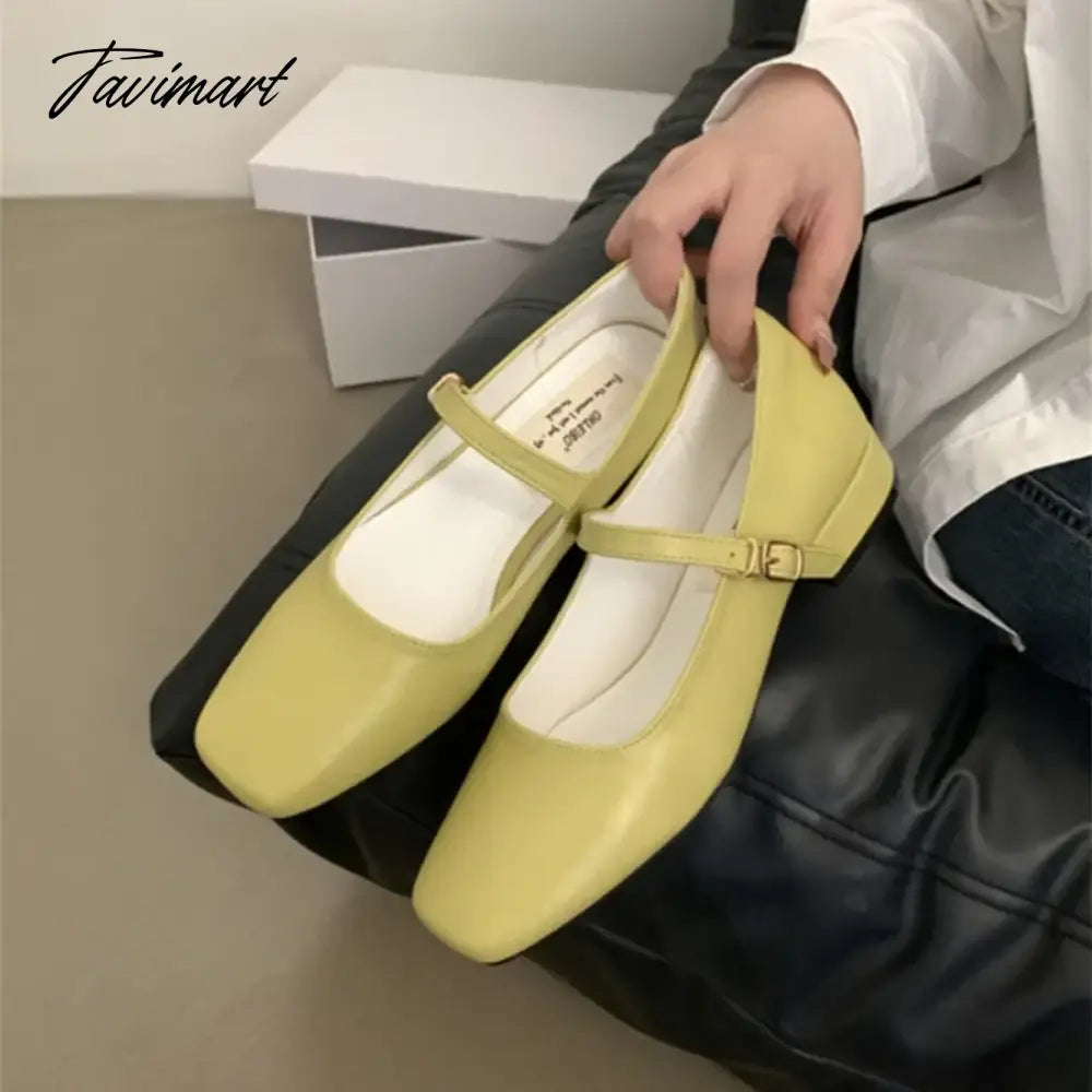 2024 New French Retro Women Flats Fashion Square Toe Shallow Mary Jane Shoes Soft Casual Ballet Shoes Slingback Shoes Mujer