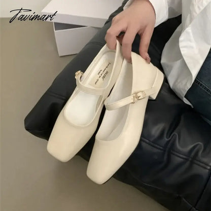 2024 New French Retro Women Flats Fashion Square Toe Shallow Mary Jane Shoes Soft Casual Ballet Shoes Slingback Shoes Mujer