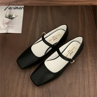 2024 New French Retro Women Flats Fashion Square Toe Shallow Mary Jane Shoes Soft Casual Ballet Shoes Slingback Shoes Mujer