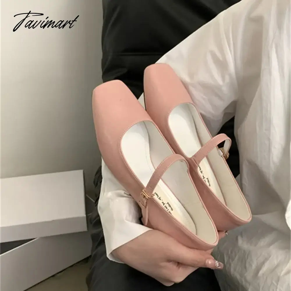 2024 New French Retro Women Flats Fashion Square Toe Shallow Mary Jane Shoes Soft Casual Ballet Shoes Slingback Shoes Mujer