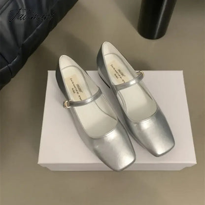 2024 New French Retro Women Flats Fashion Square Toe Shallow Mary Jane Shoes Soft Casual Ballet Shoes Slingback Shoes Mujer