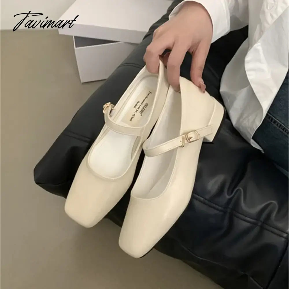 2024 New French Retro Women Flats Fashion Square Toe Shallow Mary Jane Shoes Soft Casual Ballet Shoes Slingback Shoes Mujer