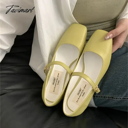 2024 New French Retro Women Flats Fashion Square Toe Shallow Mary Jane Shoes Soft Casual Ballet Shoes Slingback Shoes Mujer