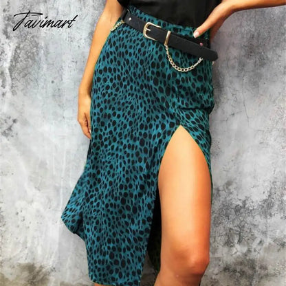 All Match Femme Sexy Split Print Skirts Summer Casual Vintage Dot Hollow Out Skirt Women Slim Fit Leopard Party Club Midi Skirts