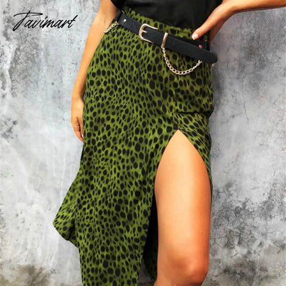 All Match Femme Sexy Split Print Skirts Summer Casual Vintage Dot Hollow Out Skirt Women Slim Fit Leopard Party Club Midi Skirts