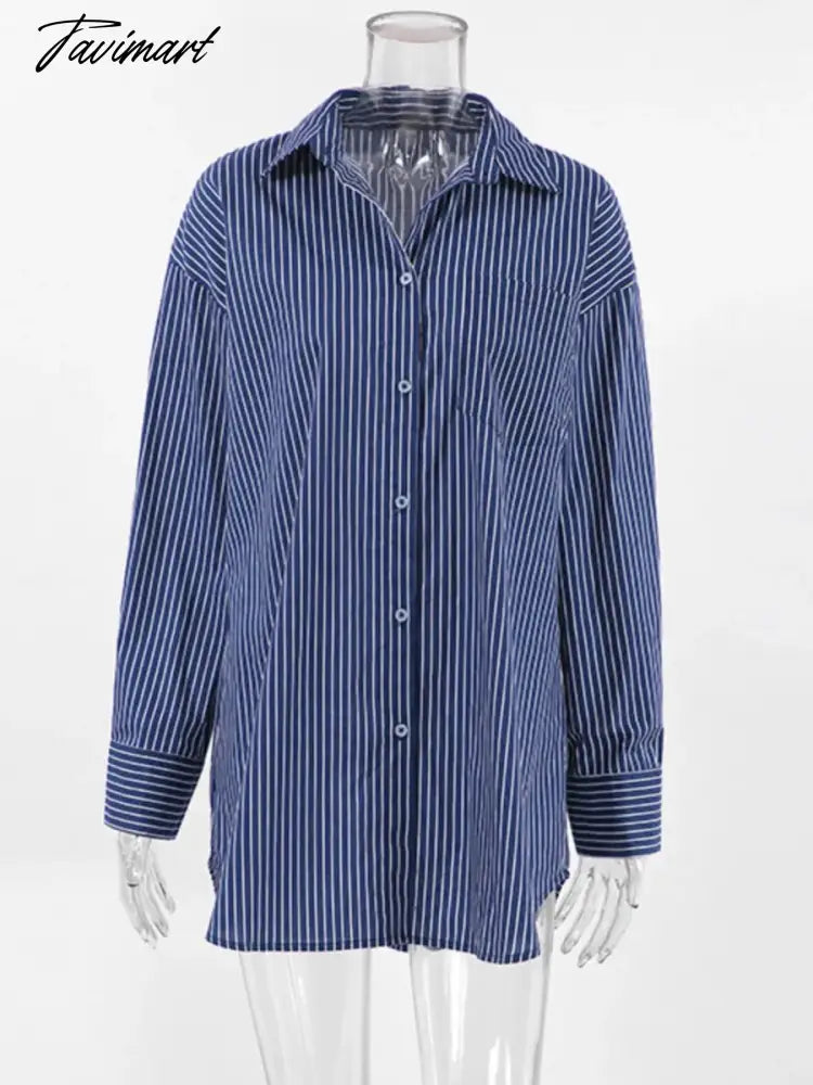 Autumn Classic Striped Blouses Women New Long Sleeve Single Breasted Pocket Lapel Blouse Femme Streetwear Fashion Shirt Top