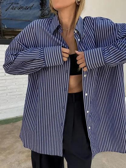 Autumn Classic Striped Blouses Women New Long Sleeve Single Breasted Pocket Lapel Blouse Femme Streetwear Fashion Shirt Top