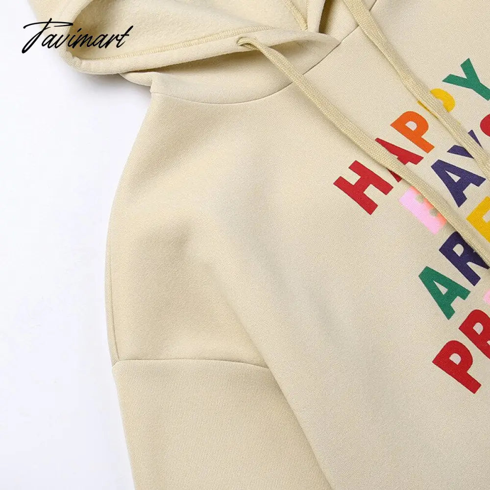 Autumn Letter Print Oversized Y2K Sweatshirts Women Long Sleeve Hooded Sweatshirt Streetwear with Big Pockets y2k clothes 2000s