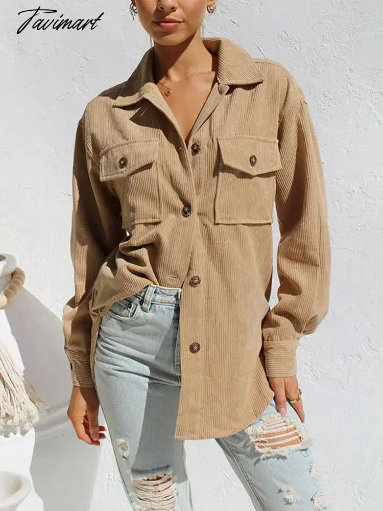 Autumn Long Corduroy Jacket Women Loose Coat Winter Jacket Coat Women Overshirt Button Up Shirt Jackets For Women