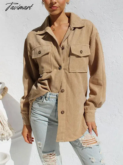 Autumn Long Corduroy Jacket Women Loose Coat Winter Jacket Coat Women Overshirt Button Up Shirt Jackets For Women