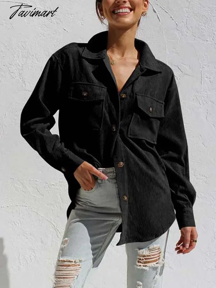 Autumn Long Corduroy Jacket Women Loose Coat Winter Jacket Coat Women Overshirt Button Up Shirt Jackets For Women