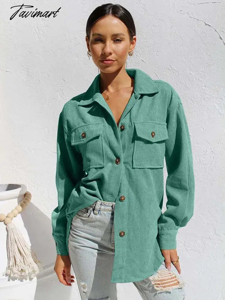 Autumn Long Corduroy Jacket Women Loose Coat Winter Jacket Coat Women Overshirt Button Up Shirt Jackets For Women