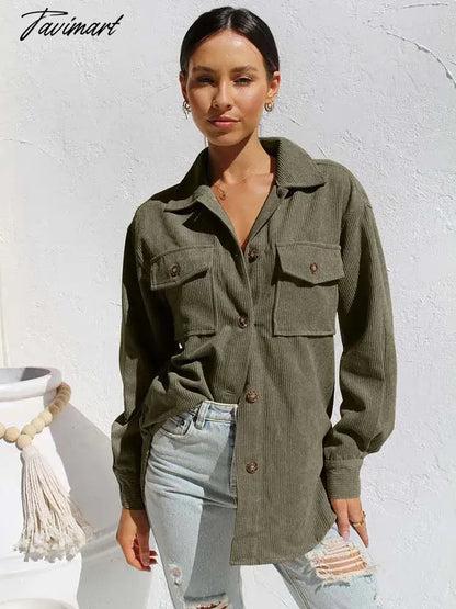 Autumn Long Corduroy Jacket Women Loose Coat Winter Jacket Coat Women Overshirt Button Up Shirt Jackets For Women
